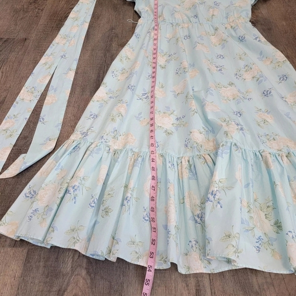 LOVESHACKFANCY X Target Estelle Blue Floral Puff Sleeve Romantic Dress 14 NWOT - Picture 13 of 16